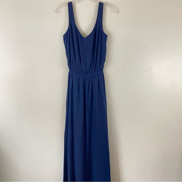 Show Me Your MuMu Size XXS Navy Blue Kendall Sleeveless Chiffon Full Maxi Dress - Picture 3 of 7